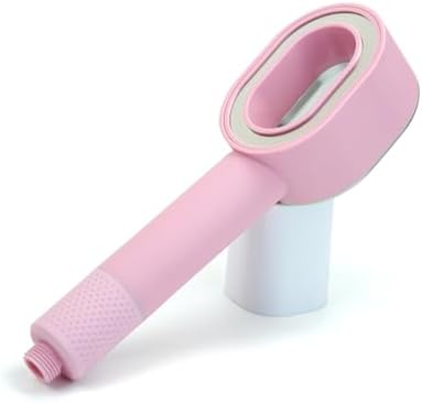 Luxury Elliptical Shower Head with LED Light Massage Brush Attachment Pink