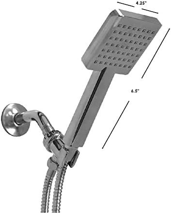 Modern Chrome Square Handheld Shower Massager by Home Basics Luxurious Spa-like Experience