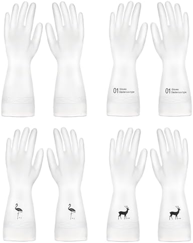 4-Pair PVC Cleaning Gloves Soft Durable
