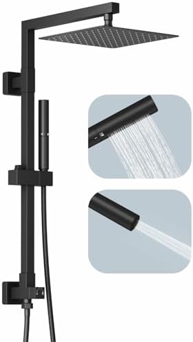 BESy Matte Black Brass Shower Arm with Handheld Spray Combo