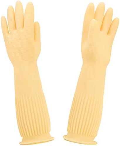 OkidsMall Kitchen Dishwashing Rubber Gloves Reusable Large