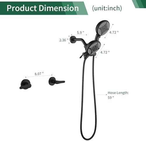 2 Handle Shower Faucet System with Handheld and 3-way Diverter Showerhead