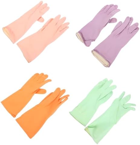 4 Pairs Reusable Kitchen Gloves Latex Cleaning Gloves for Hand Safety