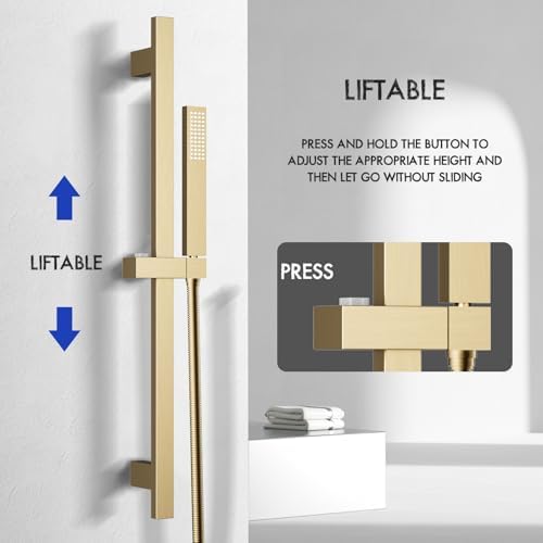 Stainless Steel Adjustable Shower Slide Bar Set with 3 Spray Modes