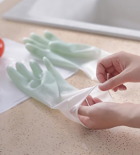 3 Pairs Waterproof Reusable Cleaning Gloves for Kitchen and Dishwashing