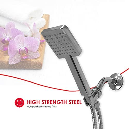 Modern Chrome Square Handheld Shower Massager by Home Basics Luxurious Spa-like Experience