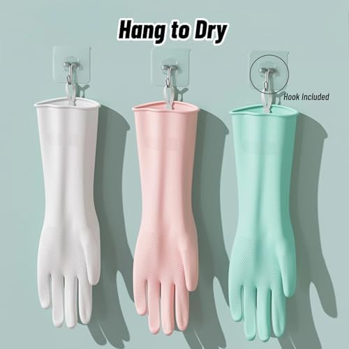 Neglance Medium Dishwashing Gloves with Hanging Loop 3 Pairs