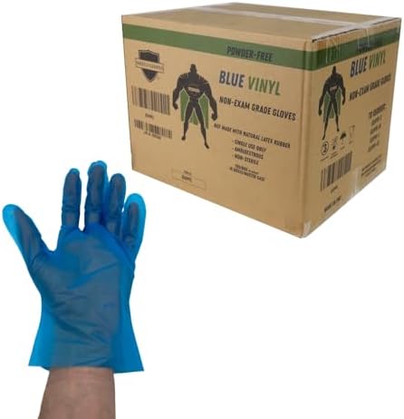 Disposable Vinyl Gloves Powder Free Blue Medium 5 Mil 36000 Pack