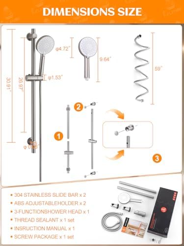 Rust-Resistant Functional 25 GPM Handheld Shower Head Perfect for Daily Use