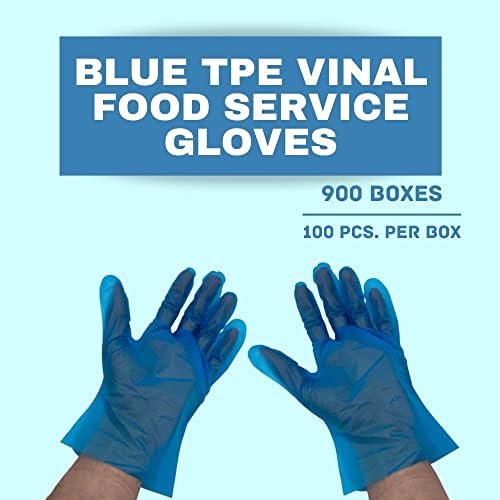 PackagingSuppliesByMailTPE Food Service Vinal Cooking Gloves Blue Size Large