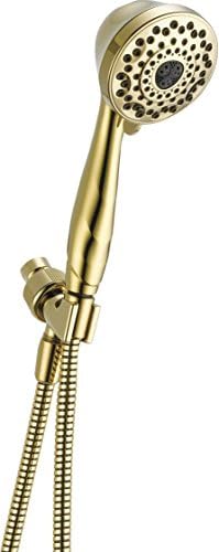 Delta Faucet Touch-Clean 7-Spray Handheld Shower Head with Hose Polished Brass