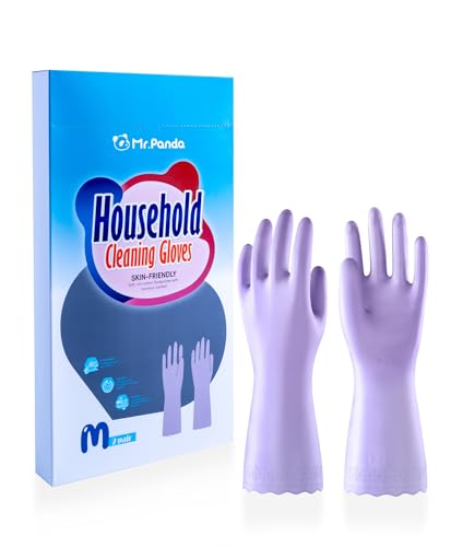 Mr Panda 2 Pairs Shimmering Pink Reusable Cleaning Gloves Medium