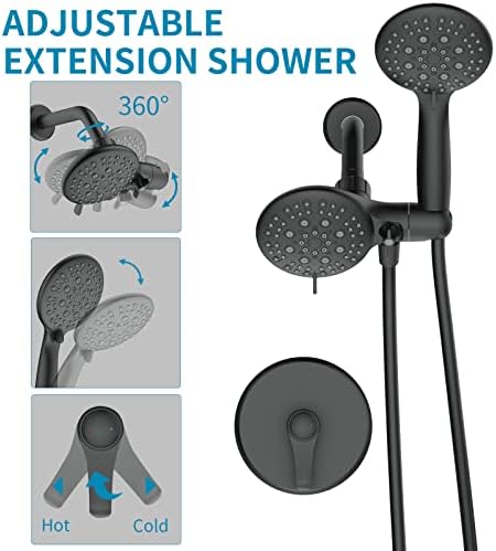 6-MODES BATHTUB HANDLED SHA HEAD COMBO TWO IN ONE MATTE BLACK