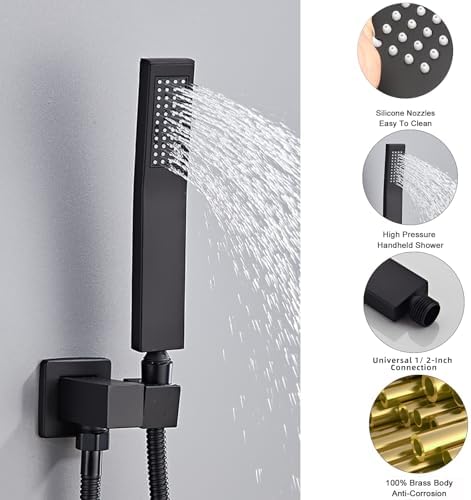 Complete Black Square Handheld Shower Set
