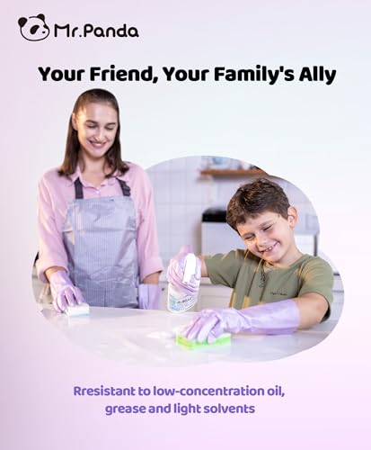 Mr Panda 2 Pairs Shimmering Pink Reusable Cleaning Gloves Medium