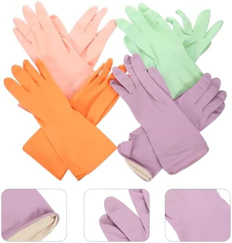 4 Pairs Reusable Kitchen Gloves Latex Cleaning Gloves for Hand Safety