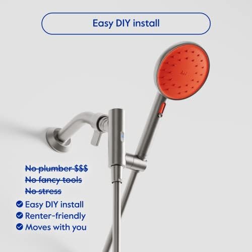 Smart Lightweight Eco-Friendly Hands-Free Shower Head with Bluetooth Persimmon