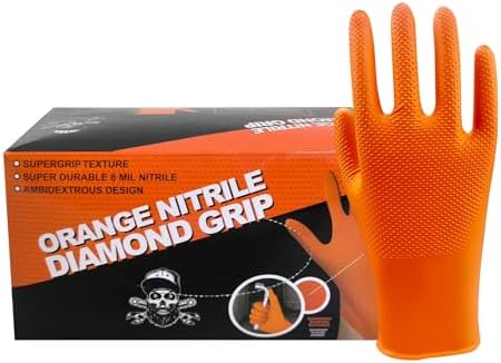 Distinctive 8 Mil Orange Nitrile Gloves for Heavy Use