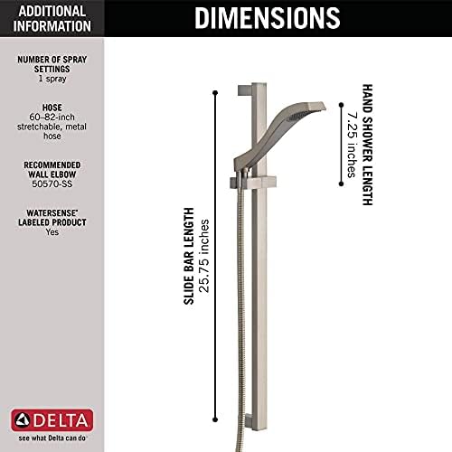 Delta Touch-Clean Wall-Mount Slide Bar Handheld Show with Hose