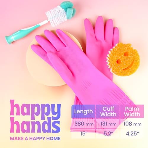 Happy Hands Non-Slip Waterproof Gloves for Cleaning