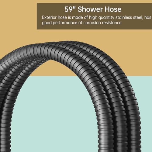 BESy Matte Black Brass Shower Arm with Handheld Spray Combo