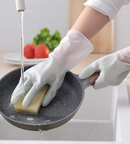 3 Pairs Waterproof Reusable Cleaning Gloves for Kitchen and Dishwashing