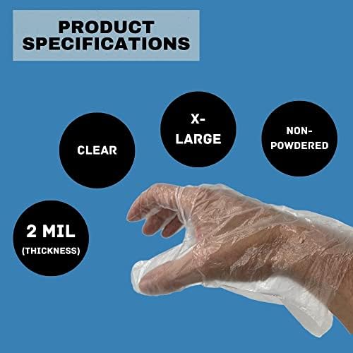 Premium X-Large 2 Mil Clear Vinyl Gloves Latex-Free Durable Comfortable