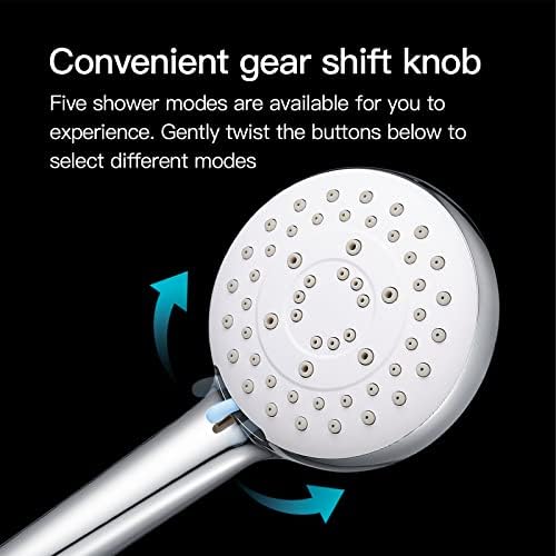 10-High Pressure 5 Speed Anti-Winding Chrome Explosion-Proof Handheld Shower Head