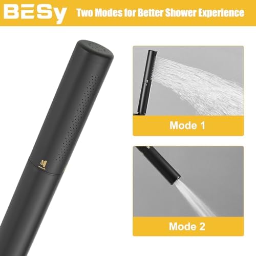 BESy Matte Black Brass Shower Arm with Handheld Spray Combo