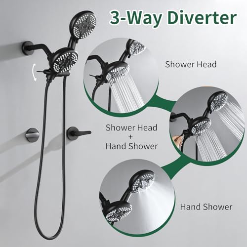 2 Handle Shower Faucet System with Handheld and 3-way Diverter Showerhead