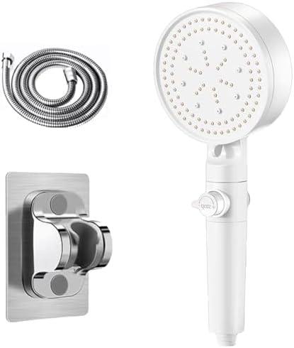 Relaxing Rainfall Handheld Shower with One-Touch Stop 5 Modes White
