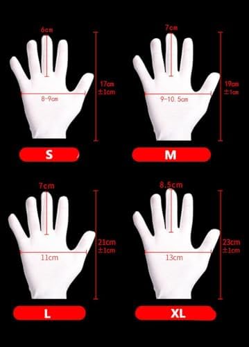 6 Pair White Cotton Inspection Gloves for Dry Hands