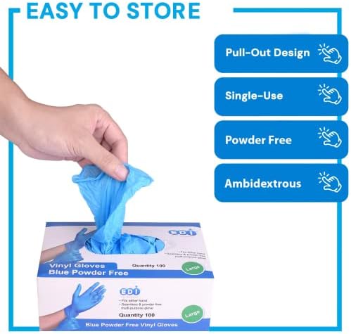 EDI Disposable Vinyl Gloves Powder-Free Latex-Free 400-Piece X-Large Set