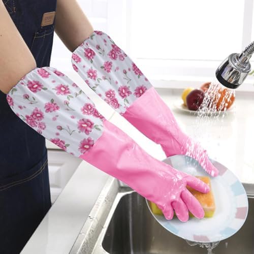 Versatile Dishwashing Gloves with Soft Flock Strong Grip