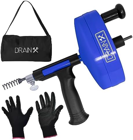 DrainX Power Pro 35 FT Steel Drum Auger with Drill Attachment