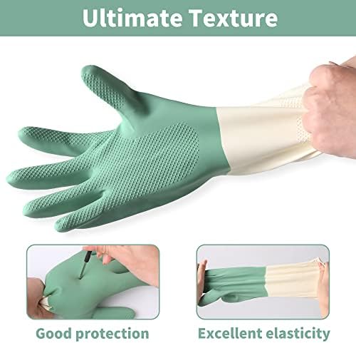 BOOMJOY Cleaning Gloves White 3 Pairs Kitchen Gloves Green 3 Pairs Multi-Use