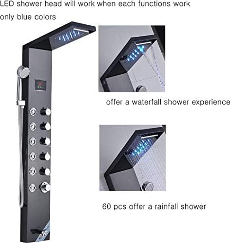Huin Shower Screen LED Showerhead with Hand Sprayer and 8 Massage Nozzles