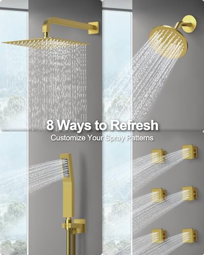 GRANDJOY Thermostatic Shower System Safe Dual Rainfall Heads for Luxury Showers