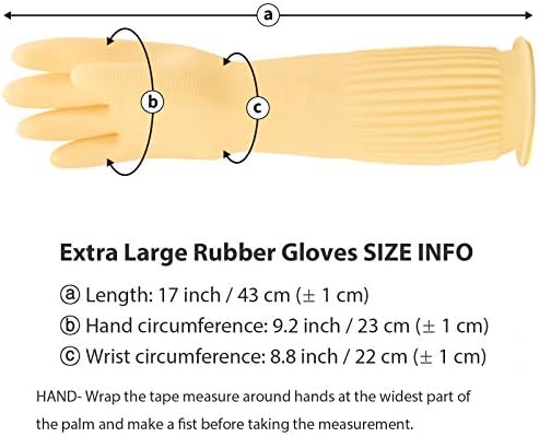 OkidsMall Kitchen Dishwashing Rubber Gloves Reusable Large
