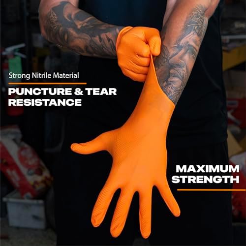 Herkules Grip Heavy Duty Nitrile Gloves 8Mil Orange