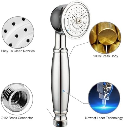 dDanke Brass Handheld Shower Head with Classic Silver Design
