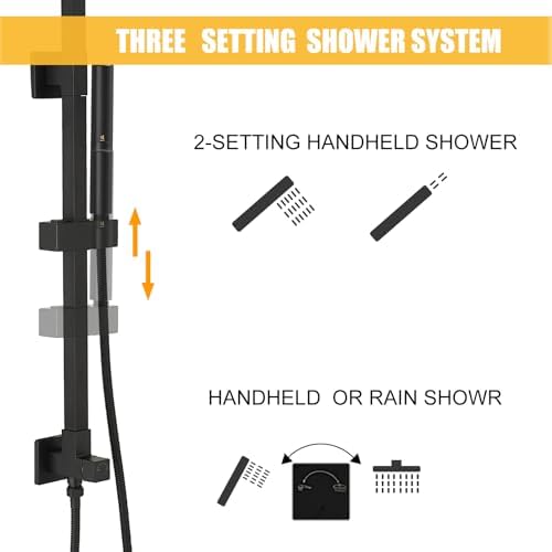 BESy Matte Black Brass Shower Arm with Handheld Spray Combo