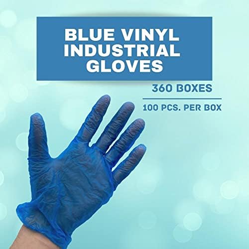 Disposable Vinyl Gloves Powder Free Blue Medium 5 Mil 36000 Pack