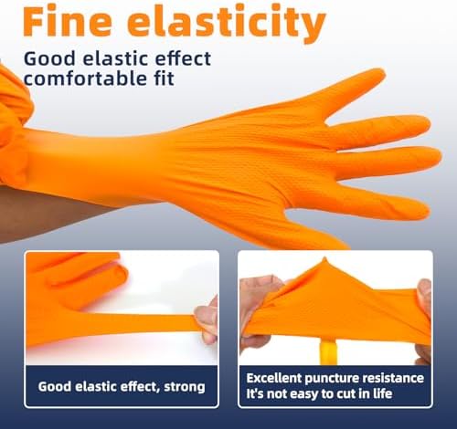 Distinctive 8 Mil Orange Nitrile Gloves for Heavy Use