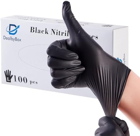 Black Large Disposable Nitrile Gloves with Chemical Resistance Powder-Free and Latex-Free