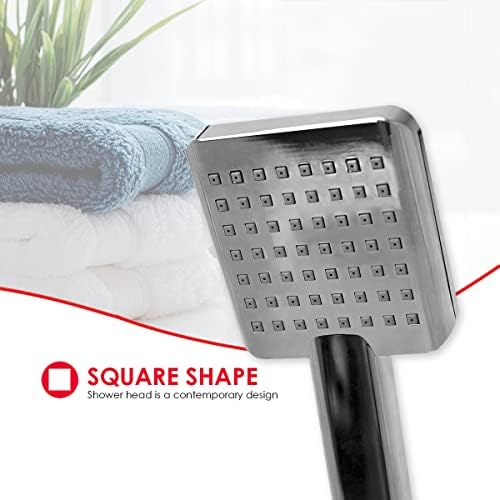 Modern Chrome Square Handheld Shower Massager by Home Basics Luxurious Spa-like Experience