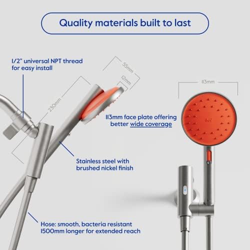 Smart Lightweight Eco-Friendly Hands-Free Shower Head with Bluetooth Persimmon