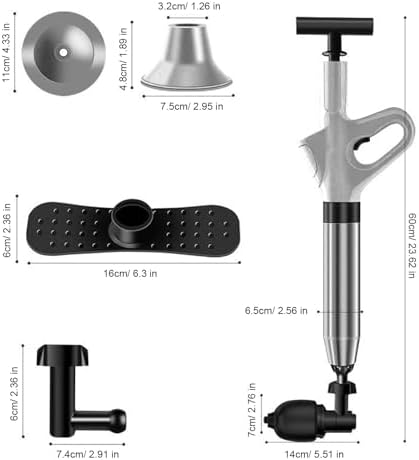 AUNMAS Toilet Plunger - Ergonomic High Pressure Drain Unblocker with Interchangeable Heads