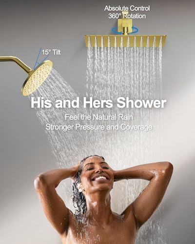 GRANDJOY Thermostatic Shower System Safe Dual Rainfall Heads for Luxury Showers