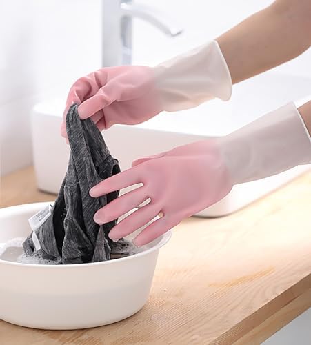 3 Pairs Waterproof Reusable Cleaning Gloves for Kitchen and Dishwashing